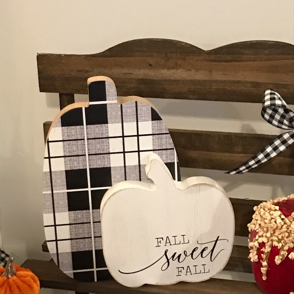Buffalo plaid wooden fall sign